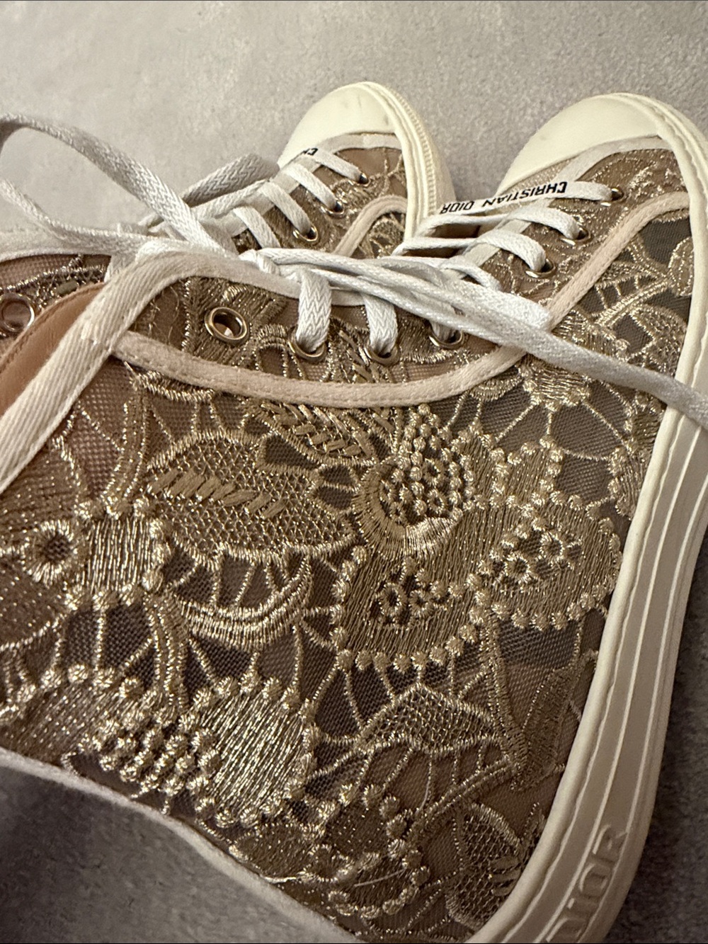 Dior Beige and White High-Top Logo Sneakers - Picture 4 of 4